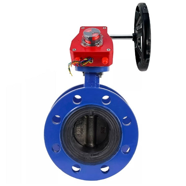 Válvula de mariposa de agua DNOVA WBV1331E-2W-FH, material del cuerpo: hierro fundido GGG40/EN-GJS-400-15, material del disco: acero inoxidable AISI 304, junta: EPDM, caja de engranajes: HGBF RQN