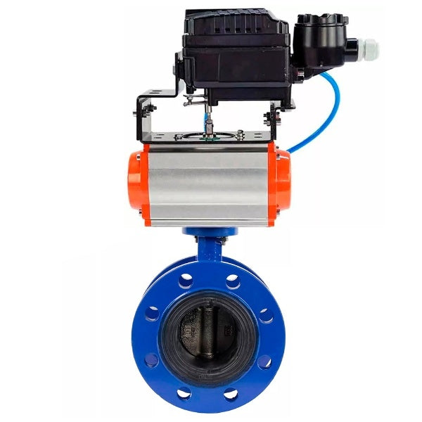 Water Butterfly Valve DNOVA WBV1331E-2W-F-H, body material - Cast iron GGG40/EN-GJS-400-15, disk material - Stainless steel AISI 304, seal - EPDM, pneumatic actuator PA-SA with return springs, positioner YT-1000RSN without feedback