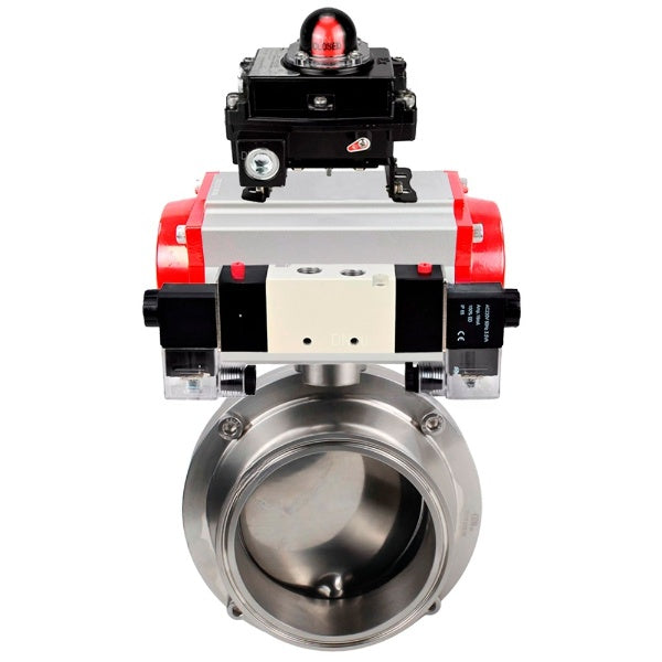 Water Butterfly valves DNOVA WBV3131S-2W-C-H, body material - stainless steel AISI 304, seal - Silicon, with pneumatic actuator PA-DA-052 double action, 4V320-08 220V, LSU APL-410N EX