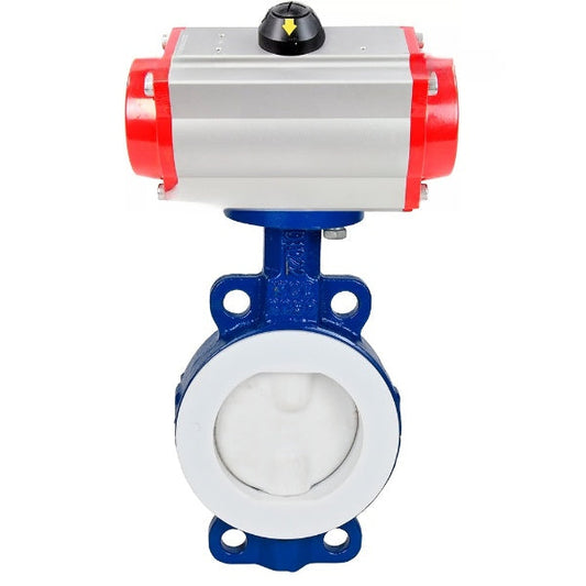 Válvula de mariposa de agua DNOVA WBV3434Pf-2W-Fb-H, material del cuerpo: acero al carbono, material del disco: acero al carbono, sello: PTFE, actuador neumático PA-SA con resortes de retorno
