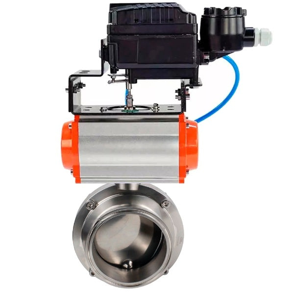 Water Butterfly valves DNOVA WBV3131E-2W-C-H, body material - stainless steel AISI 304, seal - EPDM, with pneumatic actuator PA-DA-052 double action, YT-1000RSN without feedback