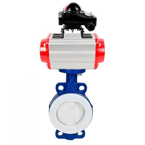 Water Butterfly Valve DNOVA WBV3434Pf-2W-Fb-H, body material - Carbon steel, disk material - Carbon steel, seal - PTFE, pneumatic actuator PA-DA double action, LSU APL-210N