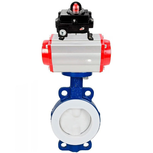 Water Butterfly Valve DNOVA WBV3434Pf-2W-Fb-H, body material - Carbon steel, disk material - Carbon steel, seal - PTFE, pneumatic actuator PA-SA with return springs, , LSU APL-410N EX