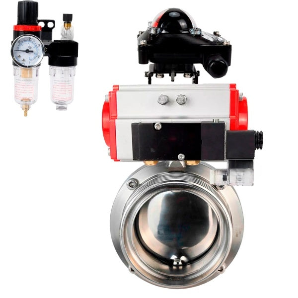 Water Butterfly valves DNOVA WBV3131S-2W-T-H, body material - stainless steel AISI 304, seal - Silicon, with pneumatic actuator PA-DA-052 double action, 4M310-08 24V, LSU APL-210N, ATU AFC2000