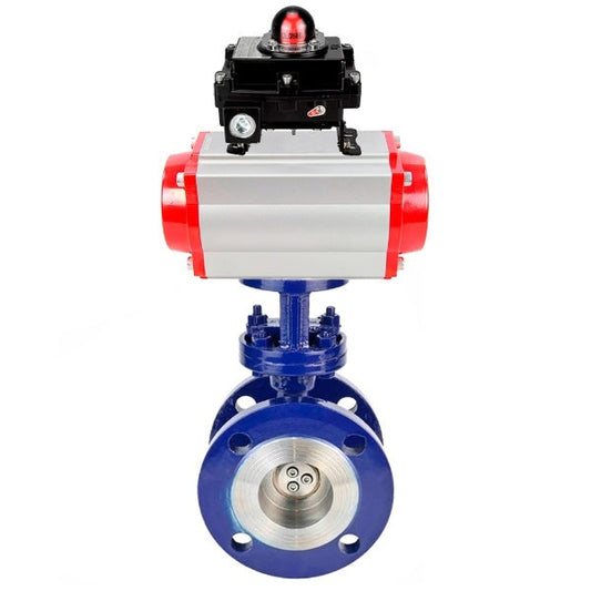 Water Butterfly Valve DNOVA WBV3EX-3432M-1W-F-ISO, body material - Carbon steel, disk material - Stainless steel AISI 316, seal - Metal, pneumatic actuator PA-DA double action, LSU APL-410N EX