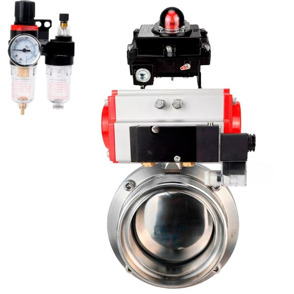 Water Butterfly valves DNOVA WBV3131S-2W-T-H, body material - stainless steel AISI 304, seal - Silicon, with pneumatic actuator PA-DA-052 double action, 4M310-08 24V, LSU APL-410N EX, ATU AFC2000