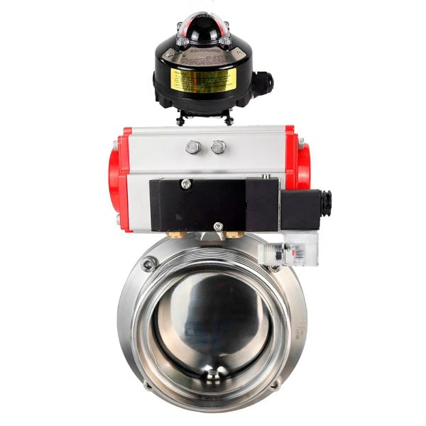 Water Butterfly valves DNOVA WBV3131S-2W-T-H, body material - stainless steel AISI 304, seal - Silicon, with pneumatic actuator PA-DA-052 double action, 4M310-08 24V, LSU APL-510N EX