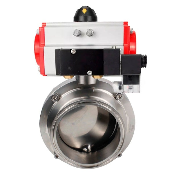 Water Butterfly valves DNOVA WBV3131S-2W-C-H, body material - stainless steel AISI 304, seal - Silicon, with pneumatic actuator PA-DA-052 double action, 4M310-08 24V