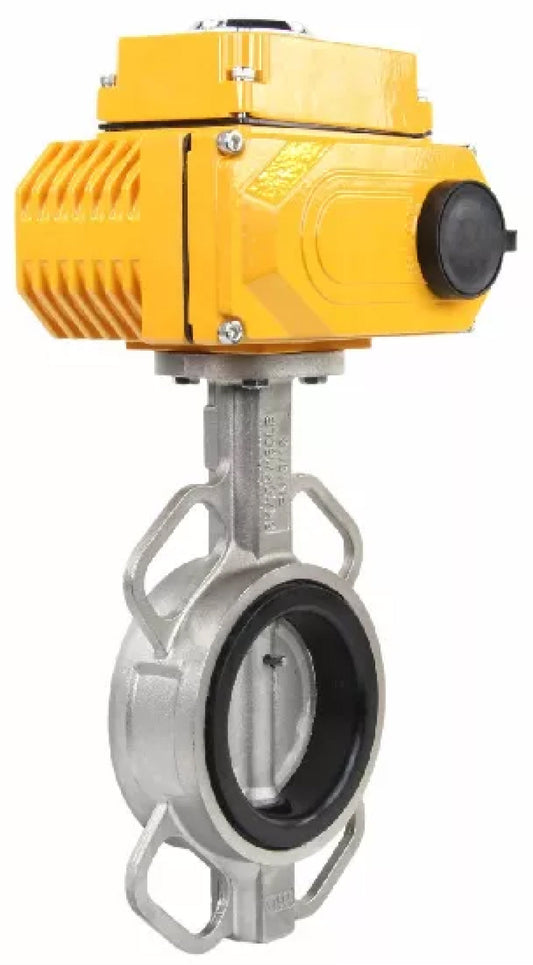 Water Butterfly Valve DNOVA 316L-316L-VITON, body material - stainless steel AISI 316L, disk material - stainless steel AISI 316L, seal - Viton, with electric actuator QT-040 24V