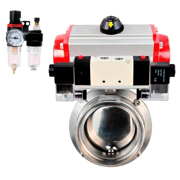 Water Butterfly valves DNOVA WBV3131S-2W-T-H, body material - stainless steel AISI 304, seal - Silicon, with pneumatic actuator PA-DA-052 double action, 4V320-10 220V, ATU AFC2000