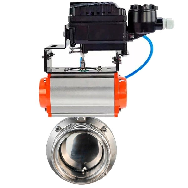 Water Butterfly valves DNOVA WBV3131S-2W-T-H, body material - stainless steel AISI 304, seal - Silicon, with pneumatic actuator PA-DA-052 double action, YT-1000RSN with feedback