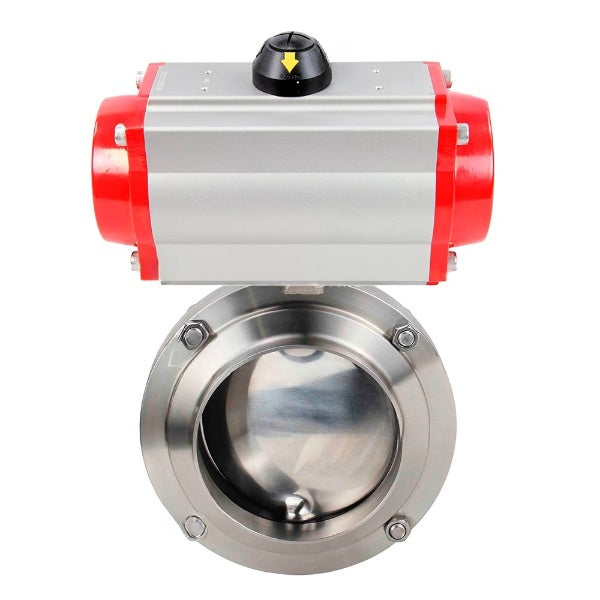 Water Butterfly valves DNOVA WBV3131S-2W-W-H, body material - stainless steel AISI 304, seal - Silicon, with pneumatic actuator PA-DA-052 double action