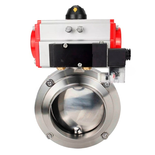 Water Butterfly valves DNOVA WBV3131S-2W-W-H, body material - stainless steel AISI 304, seal - Silicon, with pneumatic actuator PA-DA-052 double action, 4M310-08 24V