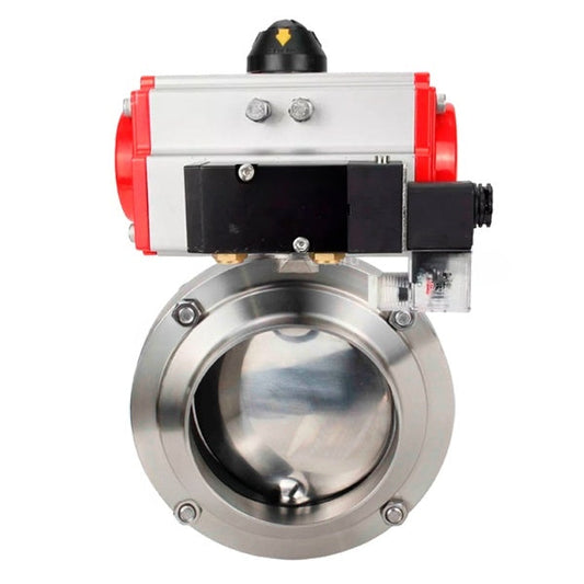 Water Butterfly valves DNOVA WBV3131E-2W-W-H, body material - stainless steel AISI 304, seal - EPDM, with pneumatic actuator PA-DA-052 double action, 4M310-08 220V