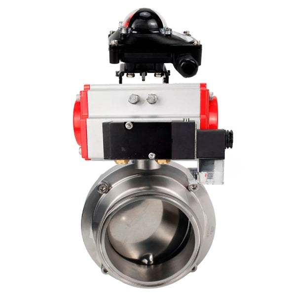 Water Butterfly valves DNOVA WBV3131S-2W-C-H, body material - stainless steel AISI 304, seal - Silicon, with pneumatic actuator PA-DA-052 double action, 4M310-08 24V, LSU APL-210N