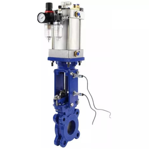 Gate valves DNOVA GVKR1331E-2W-Fb-2P DN50-300 10 bar interflanged, with sliding spindle, body - cast iron GGG-40, seal - EPDM, with pneumatic actuator, WENZ, pneumatic valve 4V210-08 KUOIN 220V, sensors LJ12A3-4-J/EZ 220V and air filter AFC2000