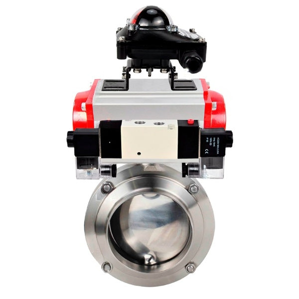 Water Butterfly valves DNOVA WBV3131E-2W-W-H, body material - stainless steel AISI 304, seal - EPDM, with pneumatic actuator PA-DA-052 double action, 4V320-08 220V, LSU APL-210N