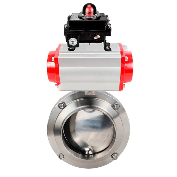 Water Butterfly valves DNOVA WBV3131S-2W-W-H, body material - stainless steel AISI 304, seal - Silicon, with pneumatic actuator PA-DA-052 double action, LSU APL-410N EX