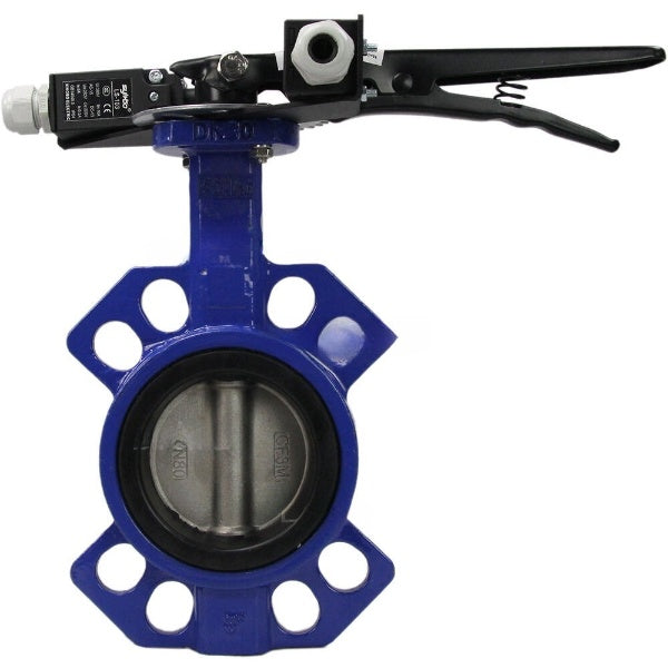 Válvula de mariposa de agua DNOVA WBV1632E-2W-Fb-H, material del cuerpo: hierro fundido QT450, material del disco: acero inoxidable AISI 316L, sello: EPDM, manija, LSU LS-103