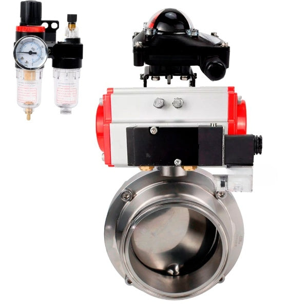 Water Butterfly valves DNOVA WBV3131S-2W-C-H, body material - stainless steel AISI 304, seal - Silicon, with pneumatic actuator PA-DA-052 double action, 4M310-08 24V, LSU APL-210N, ATU AFC2000
