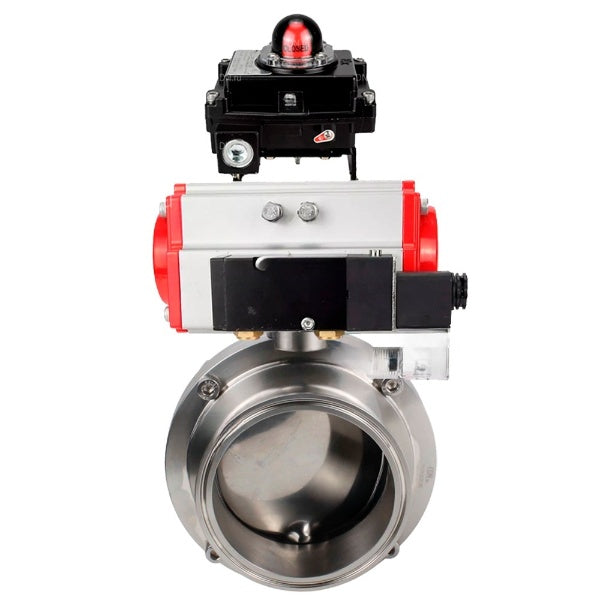 Water Butterfly valves DNOVA WBV3131S-2W-C-H, body material - stainless steel AISI 304, seal - Silicon, with pneumatic actuator PA-DA-052 double action, 4M310-08 220V, LSU APL-410N EX