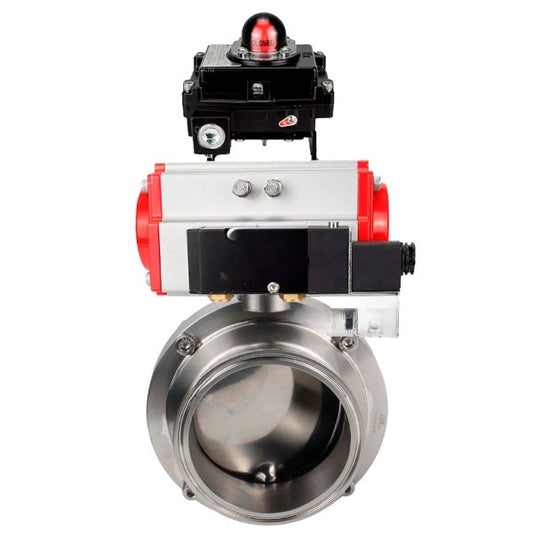 Water Butterfly valves DNOVA WBV3131E-2W-C-H, body material - stainless steel AISI 304, seal - EPDM, with pneumatic actuator PA-DA-052 double action, 4M310-08 220V, LSU APL-410N EX