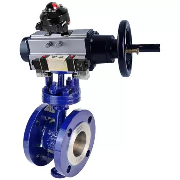 Water Butterfly Valve with triple eccentricity DNOVA WBV3EX-3432M-1W-F-ISO, flanged, body - carbon steel WCB, seal - METAL, with pneumatic drive PA-DA-105-1, with pneumatic distributor 4V320-10 220V, BKV APL -410N Ex