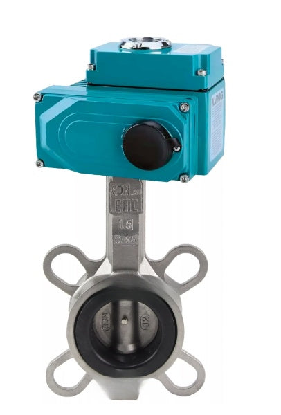 Válvula de mariposa de agua DNOVA WBV3232E-2W-Fb-H, material del cuerpo: acero inoxidable AISI 316L, material del disco: acero inoxidable AISI 316L, sello: EPDM, actuador eléctrico QT-N-020EM-O1-24VDC-U1 HARK