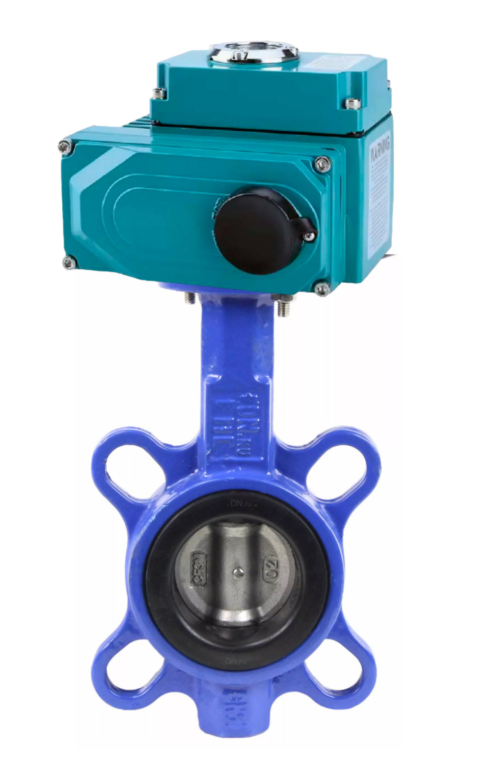 Water Butterfly Valve DNOVA WBV3432V-2W-Fb-H, body material - Carbon steel, disk material - stainless steel AISI 316L, seal - Viton, electric actuator QT-N-EM-O1-220VAC-U1 HARK