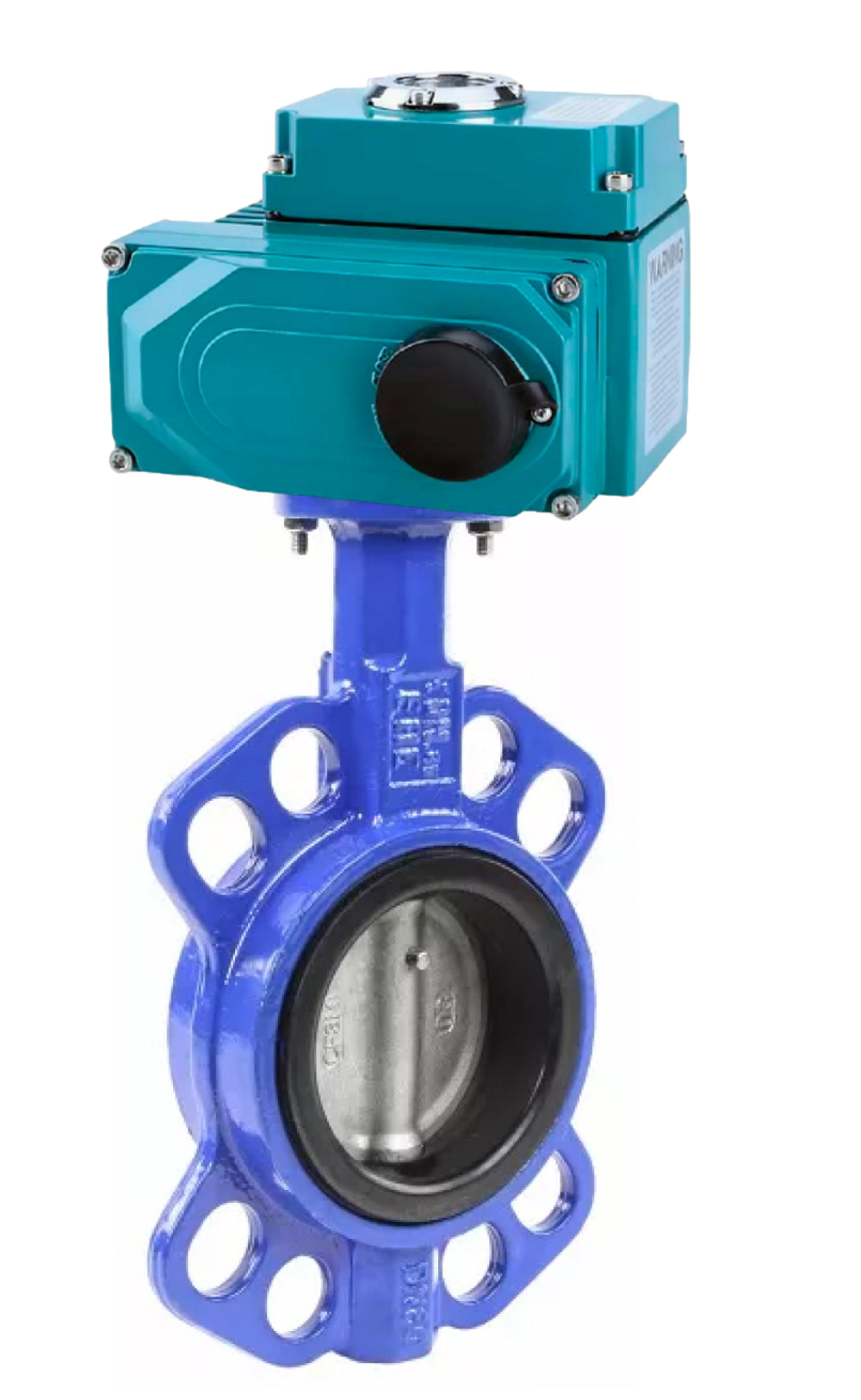 Water Butterfly Valve DNOVA WBV3432N-2W-Fb-H, body material - Carbon steel, disk material - stainless steel AISI 316L, seal - NBR, electric actuator QT-N-EM-O1-380VAC-U1 HARK