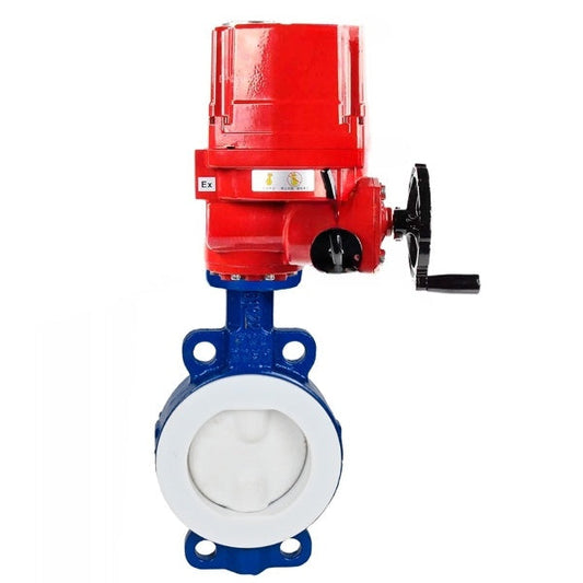 Válvula de mariposa de agua DNOVA WBV3434Pf-2W-Fb-H, material del cuerpo: acero al carbono, material del disco: acero al carbono, sello: PTFE, actuador eléctrico QT-EX-xEM-O2 220V
