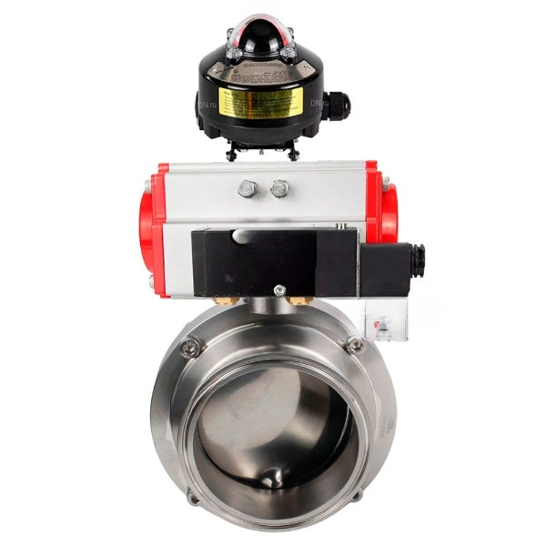 Water Butterfly valves DNOVA WBV3131S-2W-C-H, body material - stainless steel AISI 304, seal - Silicon, with pneumatic actuator PA-DA-052 double action, 4M310-08 220V, LSU APL-510N EX
