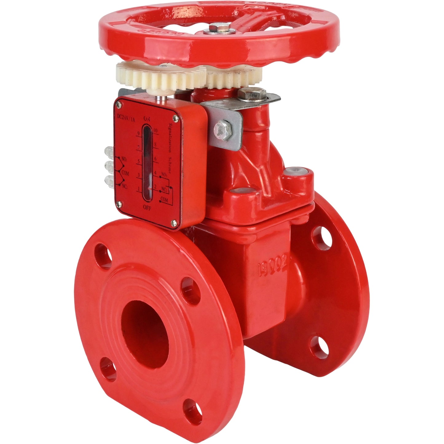 Wedge gate valve DNOVA GVWN1414S-2W-F-S, body material - cast iron GGG50, wedge material - cast iron + silicon, seal - silicon, handwheel, color - red