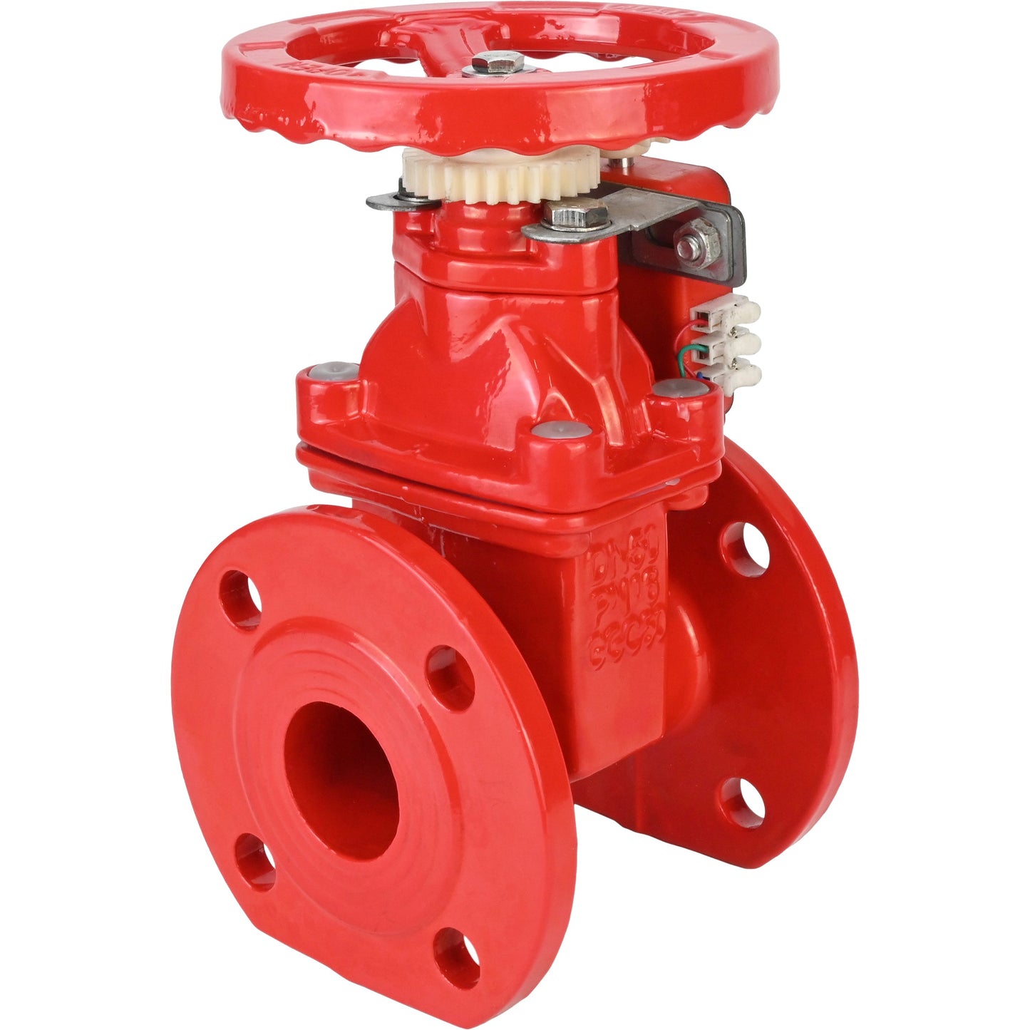 Wedge gate valve DNOVA GVWN1414S-2W-F-S, body material - cast iron GGG50, wedge material - cast iron + silicon, seal - silicon, handwheel, color - red