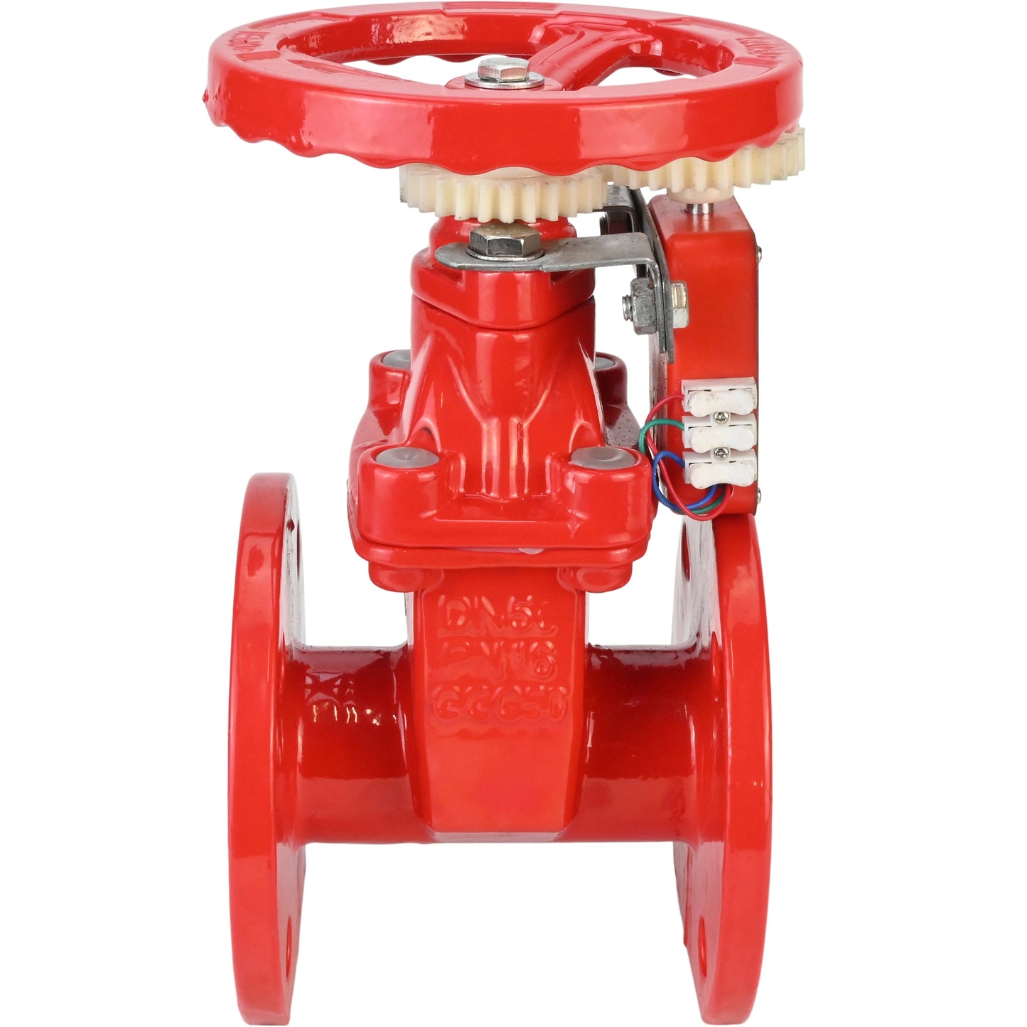 Wedge gate valve DNOVA GVWN1414S-2W-F-S, body material - cast iron GGG50, wedge material - cast iron + silicon, seal - silicon, handwheel, color - red