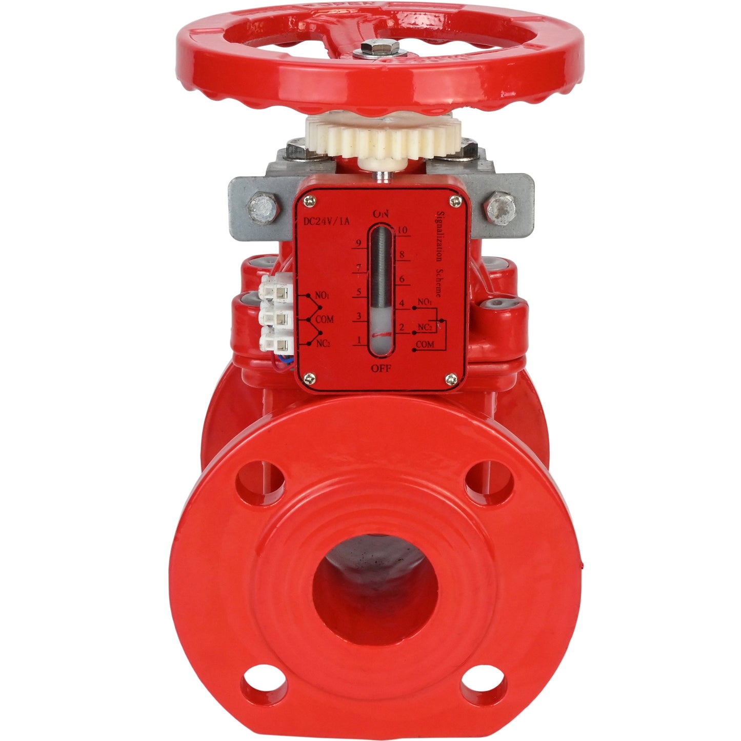 Wedge gate valve DNOVA GVWN1414S-2W-F-S, body material - cast iron GGG50, wedge material - cast iron + silicon, seal - silicon, handwheel, color - red