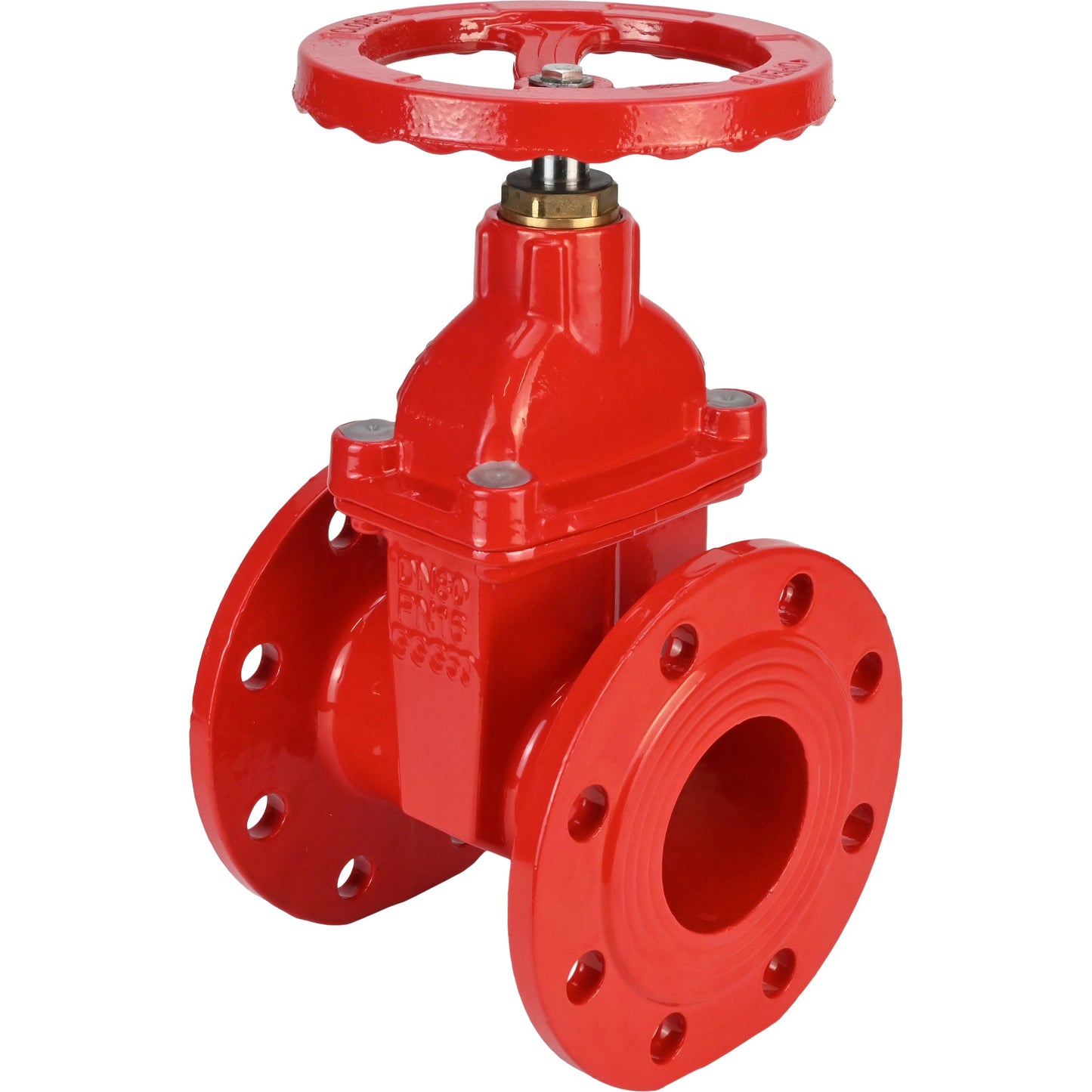 Wedge gate valve DNOVA GVWN1414S-2W-F-S, body material - cast iron GGG50, wedge material - cast iron + silicon, seal - silicon, handwheel, color - red