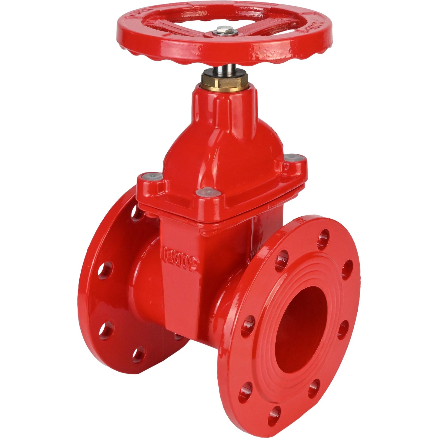 Wedge gate valve DNOVA GVWN1414S-2W-F-S, body material - cast iron GGG50, wedge material - cast iron + silicon, seal - silicon, handwheel, color - red