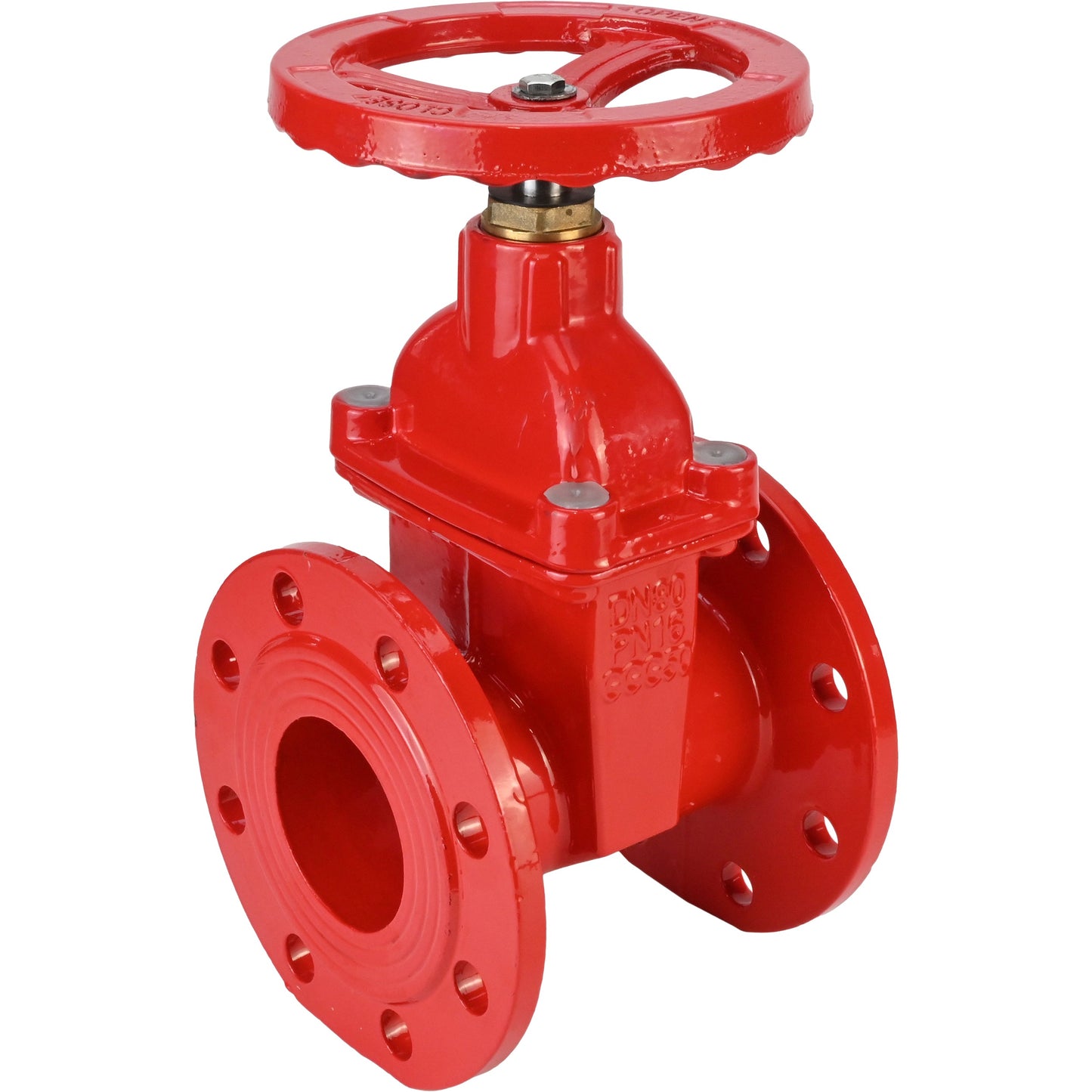 Wedge gate valve DNOVA GVWN1414S-2W-F-S, body material - cast iron GGG50, wedge material - cast iron + silicon, seal - silicon, handwheel, color - red