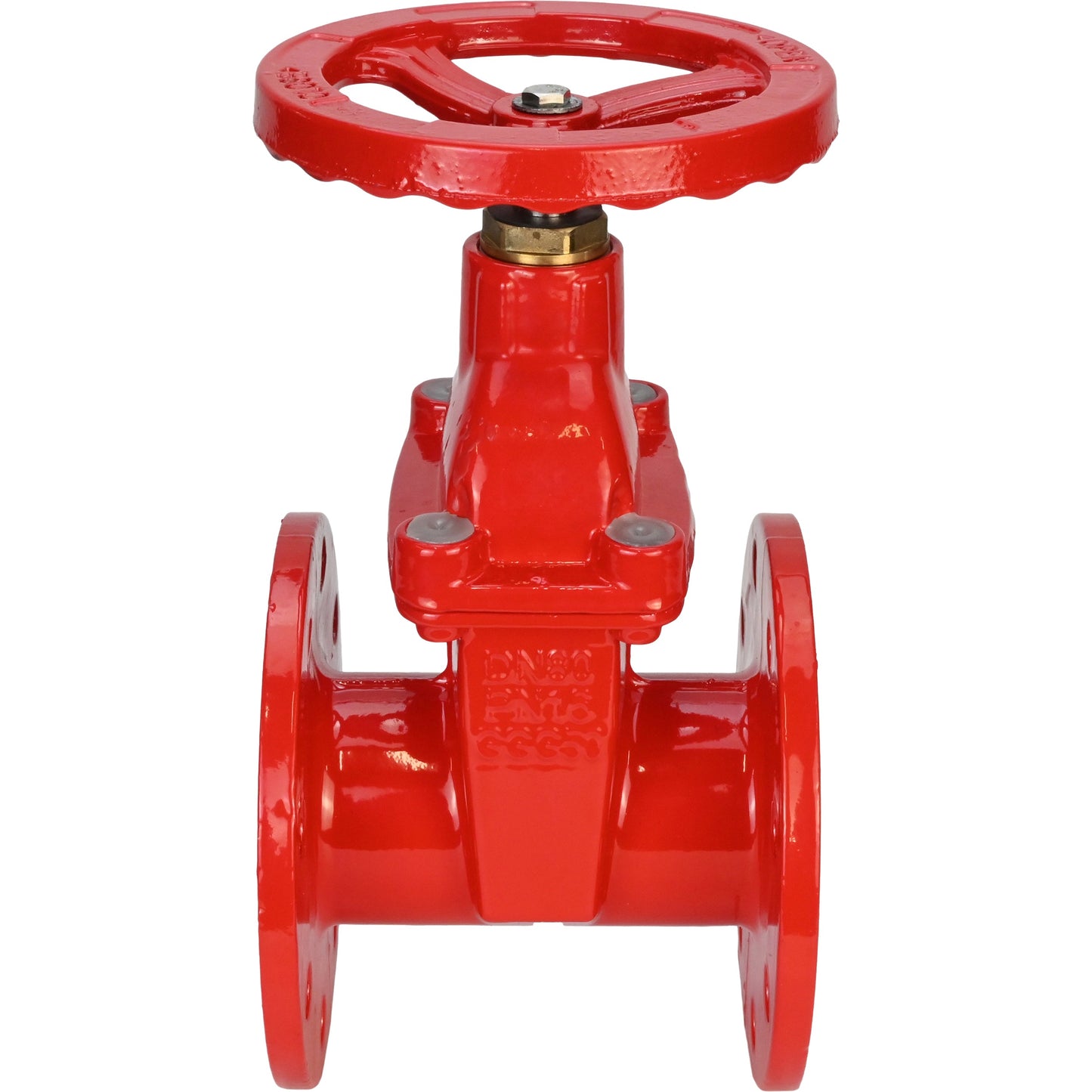 Wedge gate valve DNOVA GVWN1414S-2W-F-S, body material - cast iron GGG50, wedge material - cast iron + silicon, seal - silicon, handwheel, color - red