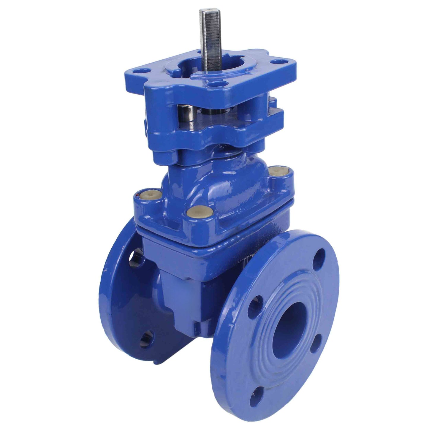 Wedge gate valve DNOVA GVWN1414E-2W-F with OST flange, body material - cast iron GGG50, wedge material - cast iron + EPDM, seal - EPDM, stem only, color - blue
