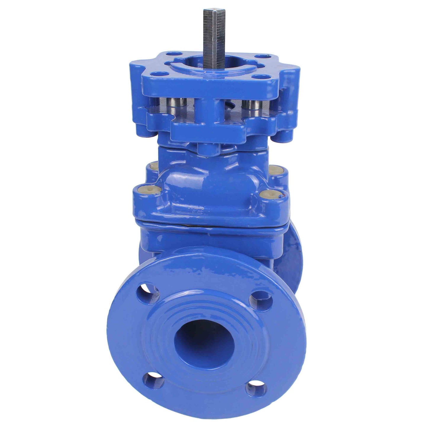 Wedge gate valve DNOVA GVWN1414E-2W-F with OST flange, body material - cast iron GGG50, wedge material - cast iron + EPDM, seal - EPDM, stem only, color - blue