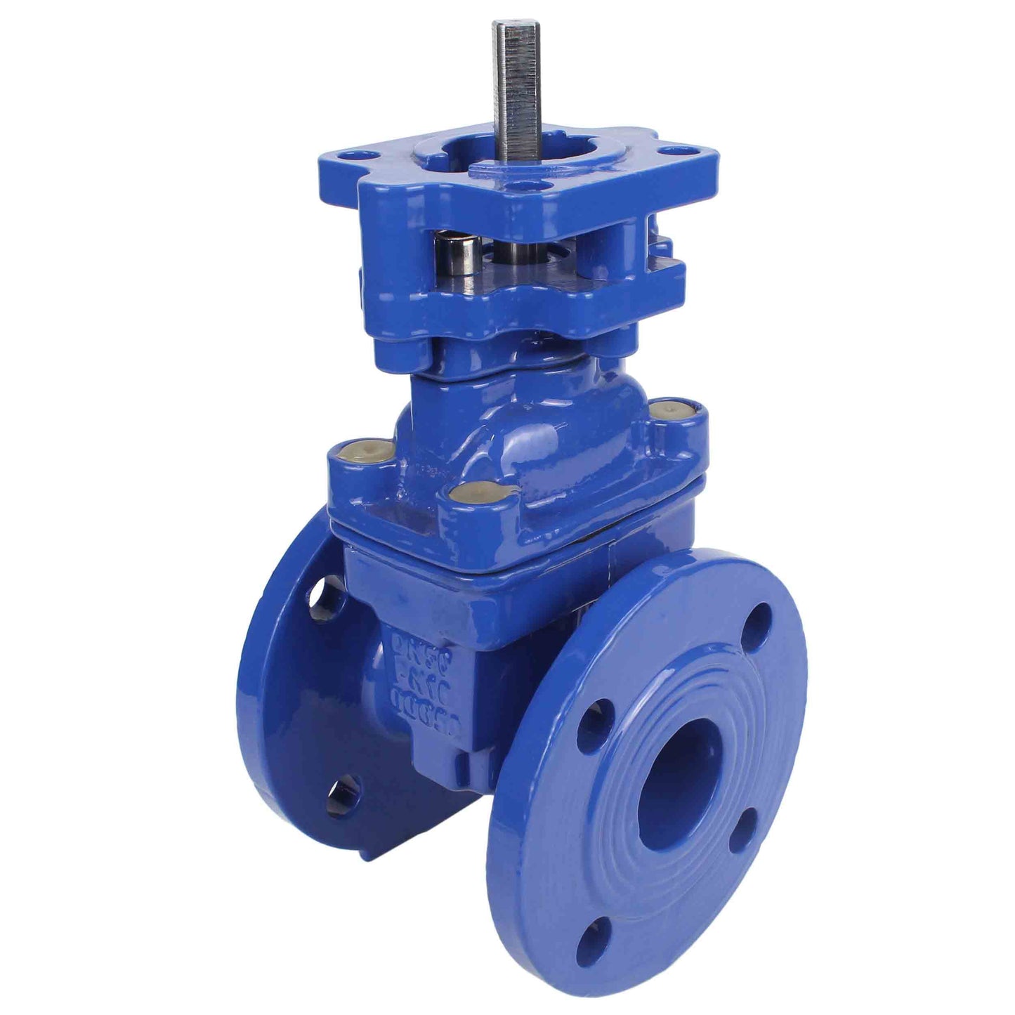 Wedge gate valve DNOVA GVWN1414E-2W-F with OST flange, body material - cast iron GGG50, wedge material - cast iron + EPDM, seal - EPDM, stem only, color - blue
