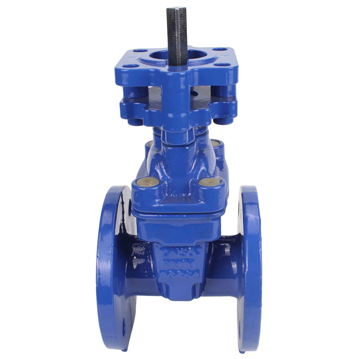 Wedge gate valve DNOVA GVWN1414E-2W-F with OST flange, body material - cast iron GGG50, wedge material - cast iron + EPDM, seal - EPDM, stem only, color - blue