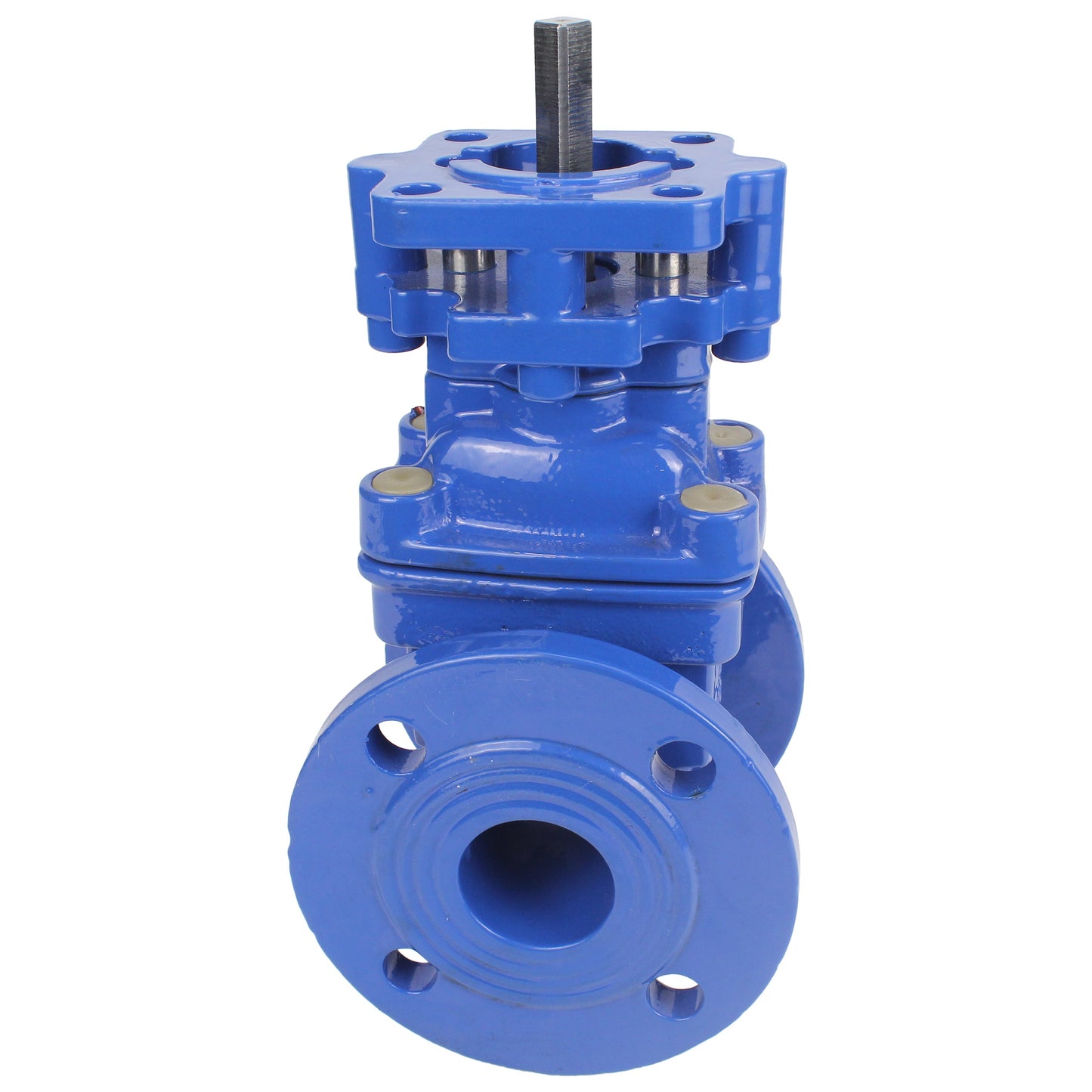 Wedge gate valve DNOVA GVWN1414E-2W-F with OST flange, body material - cast iron GGG50, wedge material - cast iron + EPDM, seal - EPDM, stem only, color - blue