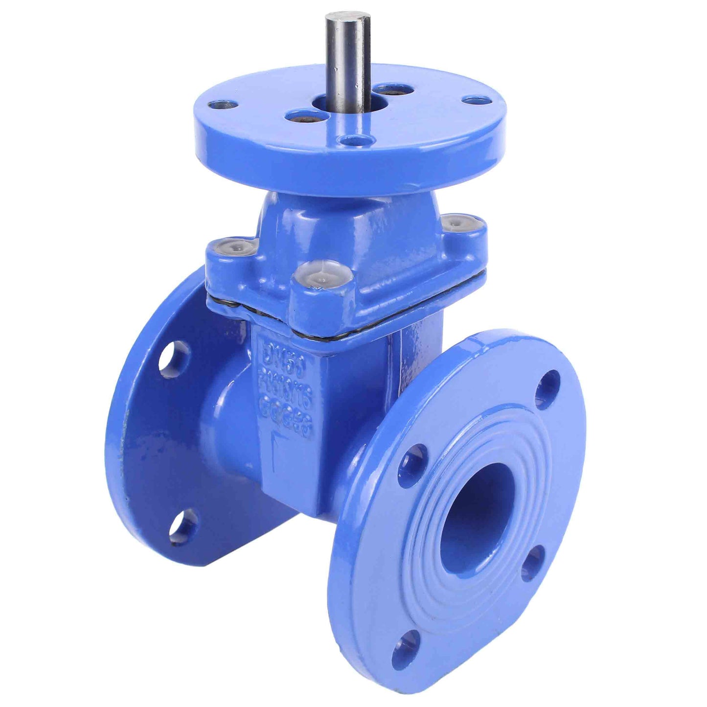 Wedge gate valve DNOVA GVWN1414E-2W-F with ISO flange, body material - cast iron GGG50, wedge material - cast iron + EPDM, seal - EPDM, stem only, color - blue