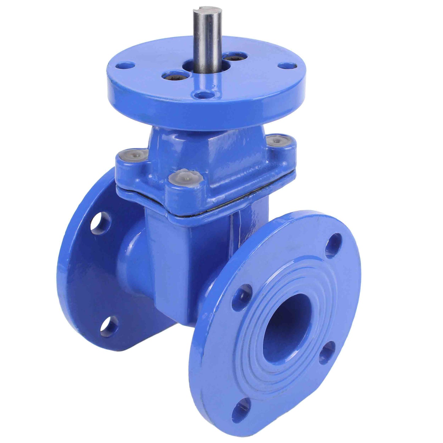 Wedge gate valve DNOVA GVWN1414E-2W-F with ISO flange, body material - cast iron GGG50, wedge material - cast iron + EPDM, seal - EPDM, stem only, color - blue