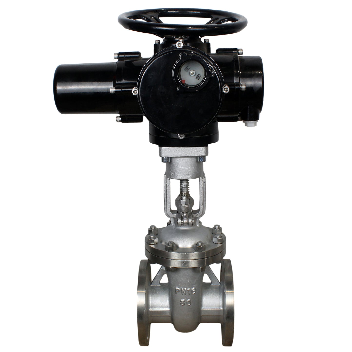 Wedge gate valves DNOVA GVWR2434M-2W-F flanged, body - stainless steel 12X18H9TL, seal - metal, with OST flanges bare stem with OST flanges bare stem control - electric drive DNOVA MT-N-EM-O2-380 -U1