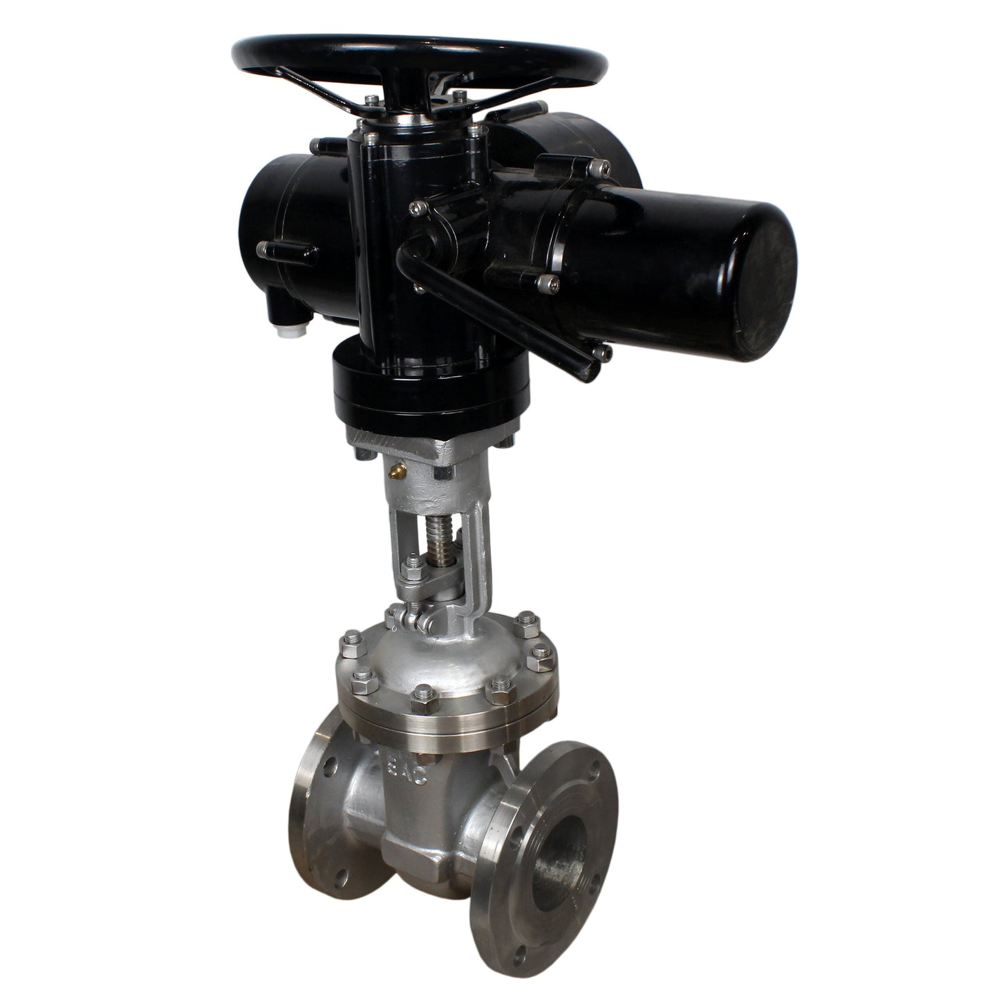 Wedge gate valves DNOVA GVWR2434M-2W-F flanged, body - stainless steel 12X18H9TL, seal - metal, with OST flanges bare stem with OST flanges bare stem control - electric drive DNOVA MT-N-EM-O2-380 -U1