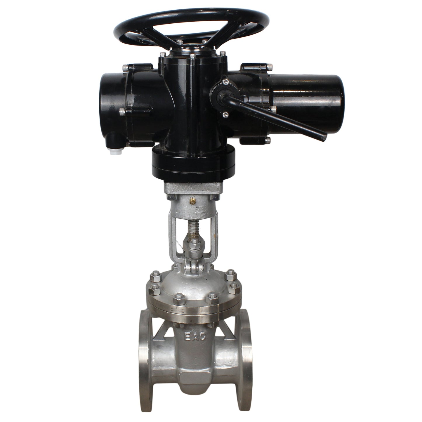 Wedge gate valves DNOVA GVWR2434M-2W-F flanged, body - stainless steel 12X18H9TL, seal - metal, with OST flanges bare stem with OST flanges bare stem control - electric drive DNOVA MT-N-EM-O2-380 -U1